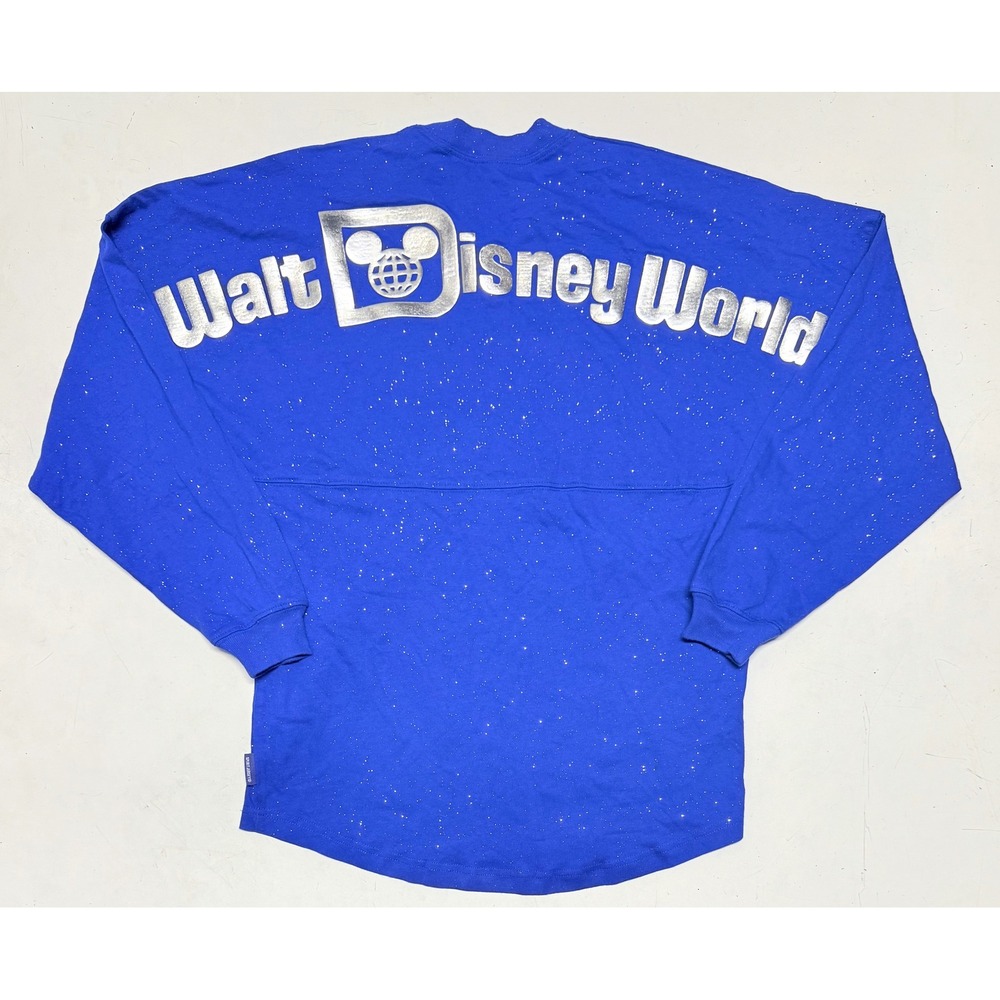 Walt Disney World Spirit‎ Jersey XS Blue Silver Est 1971 Pullover Shirt Glitter